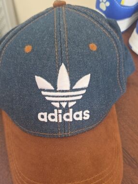 adidas Denim Cap with Brown Suede Bill and White Trefoil